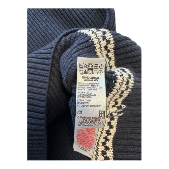 Marks & Spencer Cotton Blend Fair Isle Half Zip Jumper - Size Large - Picture 6 of 11